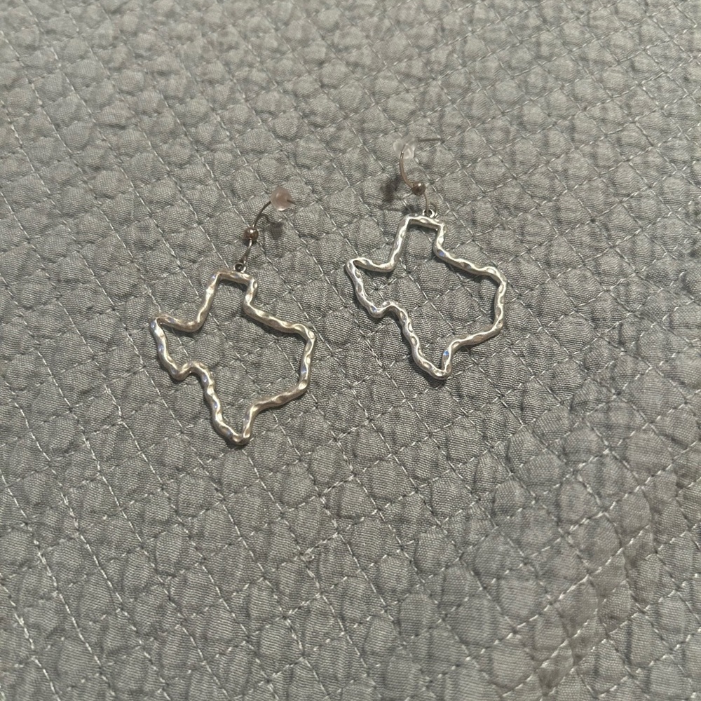 Silver Texas Outline Earrings